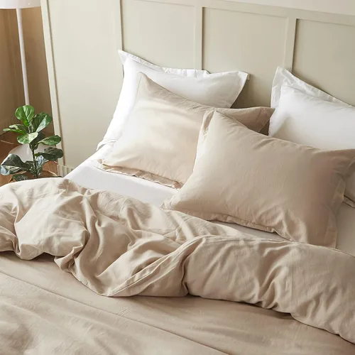 Miniatura 6 de Simple&Opulence - Juego de funda de edredón de lino francés 104"x 92" - 5 piezas (1 funda de edredón, 4 fundas de almohada) - Mezcla de lino natural