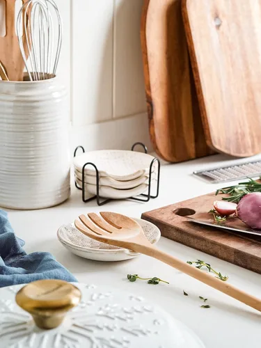 Miniatura 3 de LE TAUCI Reposacuchares para estufa, soporte de cucharas para encimera de cocina, regalo de casa nueva con relieve, decoración de granja, accesorios