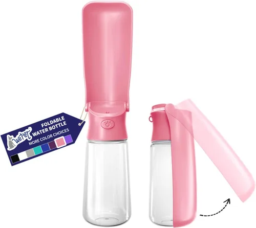 Miniatura 9 de WePet Botella de agua plegable portátil para perros, dispensador de agua para cachorros con alimentador para beber, 12 onzas, resistente a altas