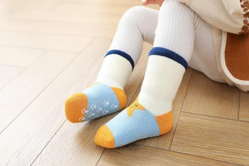 Miniatura 7 de Juego de 6 calcetines de algodón grueso para bebé, unisex, antideslizantes, antideslizantes