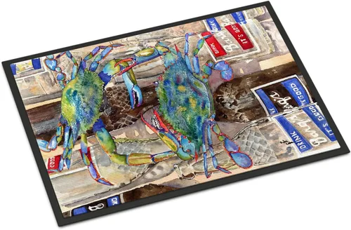 Miniatura 8 de Caroline's Treasures 8914MAT - Felpudo azul con botellas de Barqs Rootbeer de 18 x 27 pulgadas, tapete para puerta delantera, para interiores