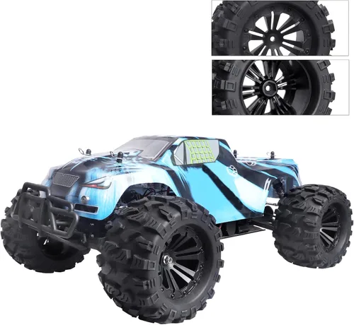 Miniatura 4 de Neumáticos y ruedas de 2.8 pulgadas, hexagonales de 0.472 in prepegados 1/10 Monster Truck Juego de neumáticos para Traxxas Rustler Stampede Redcat