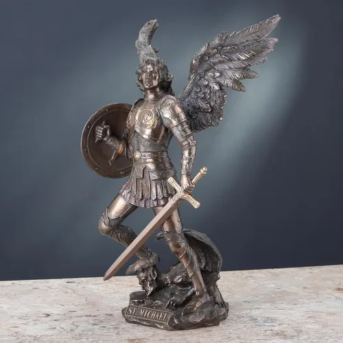 Miniatura 4 de Veronese Design Estatua de Arcángel de San Miguel de 12 1/2 pulgadas de resina fundida en frío con acabado de bronce escultura para decoración