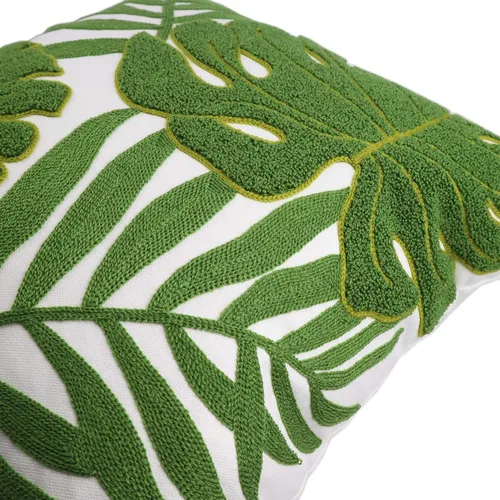 Miniatura 5 de Fundas de almohada bordadas de 18 x 18 pulgadas, decoración del hogar, diseño de hojas verdes tropicales, para sofá, 100% algodón, lona de algodón