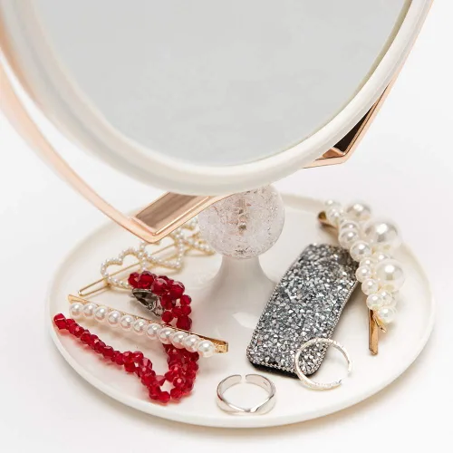 Miniatura 6 de YEAKE Espejo de tocador de maquillaje con aumento, plástico ABS, doble cara, aumento 3X, giro de 360°, espejo de maquillaje de belleza, espejo