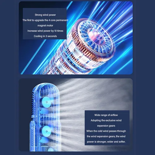 Miniatura 5 de Ventilador oscilante de mesa de torre de 5 engranajes con flujo de aire turboalimentado, silencioso y desmontable para el hogar, oficina, espacios