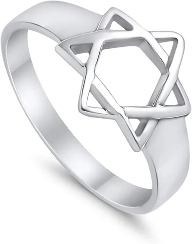 Miniatura 3 de Blue Apple Co. Anillo de estrella judía de plata de ley 925 con estrella de David Judaism