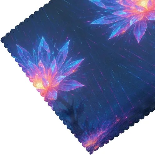 Miniatura 5 de Rectangular Placemats Set of 4, Heat Resistant Crystal Giant Flower Printed Kitchen Dining Table Mats