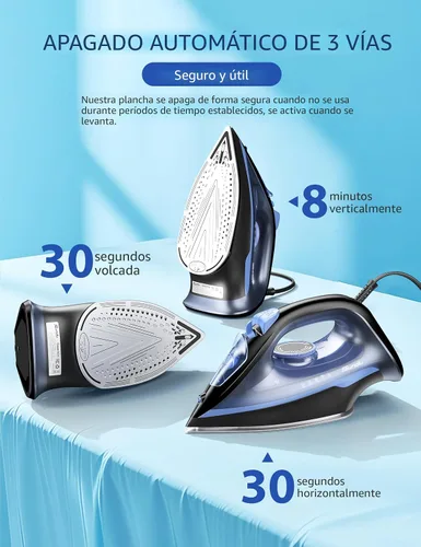 Miniatura 2 de Sundu Plancha de vapor para ropa con suela recubierta de cerámica de calentamiento rápido, 1500W con dial de termostato preciso, autolimpieza