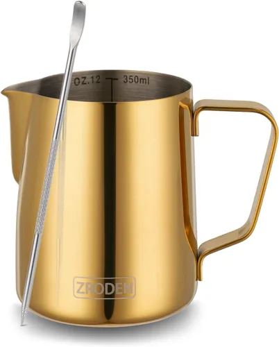 Jarra Espumadora de Leche, 12 onzas Jarra de Vapor de Espresso Jarras de Acero Inoxidable Jarra de Café con Leche Capuchino Barista Jarra de Vapor