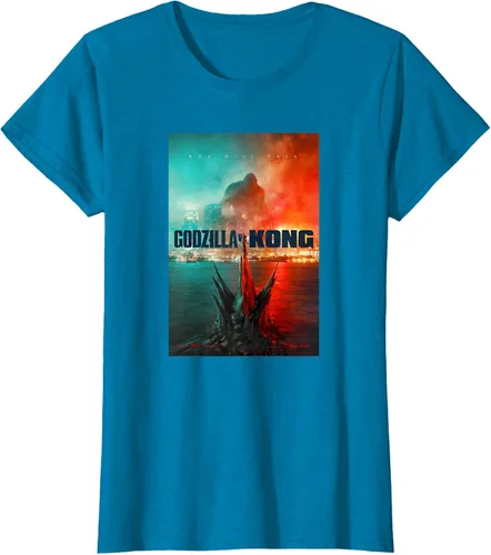 Miniatura 50 de Godzilla vs Kong - Camiseta oficial con póster, Negro