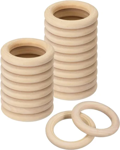 Miniatura 9 de uxcell 20 anillos de madera natural de 1.181 in (1.2 pulgadas), círculos de madera lisa sin terminar de 0.236 in de grosor para manualidades, tejer