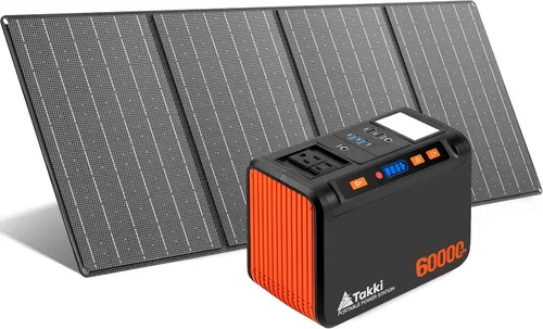 Miniatura 10 de Takki Generador Solar Portátil de 111Wh Estación de Energía con Panel Solar Plegable de 21W, Banco de Energía Cargador Solar de Pico de 120W