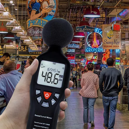 Miniatura 2 de Instrumento compacto medidor de nivel de sonido profesional con pantalla de retroiluminación Medición de alta precisión 30dB-130dB