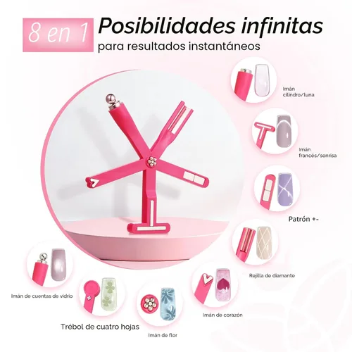 Miniatura 5 de Modelones Imán de uñas de gel de ojo de gato, herramienta magnética 8 en 1 para uñas de gel, varita magnética fuerte para arte de uñas con bola