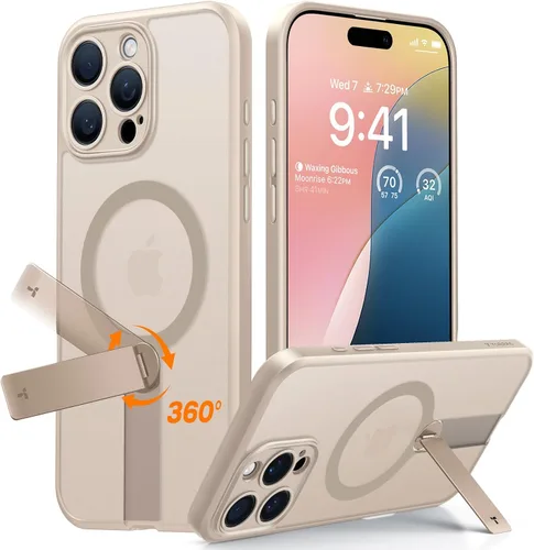 Miniatura 8 de TORRAS Funda magnética con soporte de 360° para iPhone 16, protección completa de la cámara, compatible con MagSafe, protección contra caídas