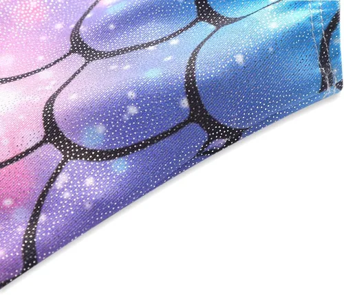 Miniatura 75 de HOZIY - Leotardos de gimnasia con pantalones cortos brillantes para niñas pequeñas; estampados de unicornio, aurora, arco iris, sirena, dinosaurio