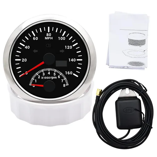 Miniatura 8 de KAOLALI Velocímetro GPS de 3.346 in 0-160MPH con tacómetro calibre 0-8000RPM para coche, barco, motocicleta, camión, medidor de velocidad