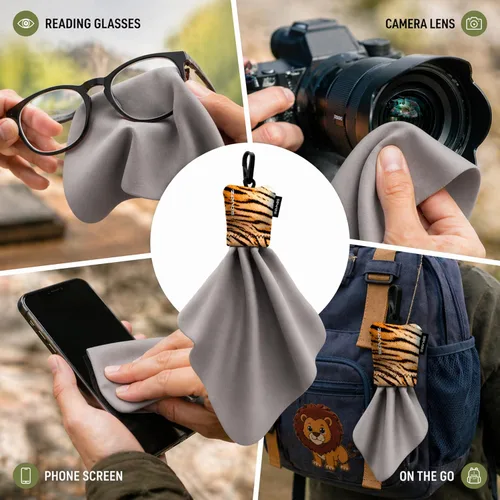 Miniatura 4 de SPUDZ Limpiador clásico de lentes de microfibra, bolsa con clip, lavable, para binoculares, visores, gafas, pantallas Alpine Mountain Camo, 6 x 6