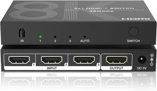 8K HDMI Switch 3 en 1 Salida 4K @120Hz HDMI Switcher Soporte HDR10+, Dolby Vision, Dolby Atmos, VRR, ALLM, CEC