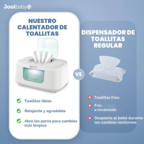 Miniatura 5 de Jool Baby TinyBums - Calentador y dispensador de toallitas para bebés con luz LED cambiante e interruptor de encendido/apagado (aguamarina)