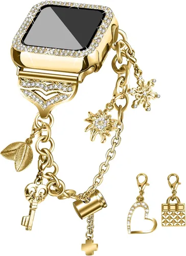 Miniatura 8 de JOYOZY Correa Compatible con Apple Watch de 38mm, 40mm, 41mm, 42mm, 44mm, 45mm, 46mm, Correa Bling con Estuche de Glitter y Protector de Pantalla