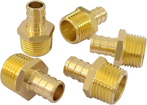 Hooshing Paquete de 5 adaptadores macho Pex de 1/2 pulgada x 1/2 pulgada NPT de latón