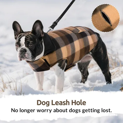 Miniatura 6 de ASENKU Chaqueta de invierno para perro, chaleco reversible a cuadros, abrigo impermeable para clima frío, perfecto para perros pequeños a grandes