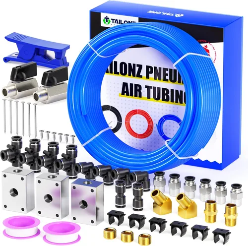 TAILONZ PNEUMATIC Azul 1/2 Pulgada OD 32 Metros 100 pies Kit de Tubo de Aire PU Manguera de Tubo de Línea de Aire o Transferencia de Fluidos Tubo