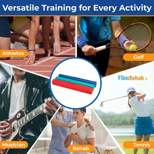 Miniatura 5 de FlintRehab Barras flexibles para terapia física (paquete de 3), barra flexible de terapia de manos, barra de resistencia para codo de golfista