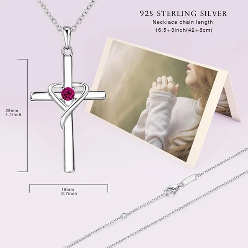 Miniatura 3 de AmorAime - Collar de cruz de plata de ley 925 para mujeres y hombres con circonita cúbica 5A para adolescentes y niñas, regalos para Navidad