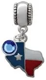 Miniatura 2 de Delight Beads Silvertone - Abalorio esmaltado de estrella solitaria de Texas con cristal azul, Esmalte Cristal Metal