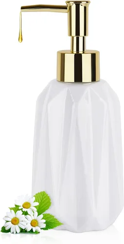 Miniatura 12 de Natheeph Dispensador de jabón de cerámica de 14 onzas, dispensador de jabón de cerámica, puede llenar líquido para baño/cocina (2 unidades, negro)
