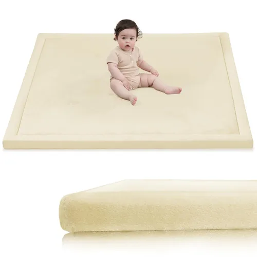 Miniatura 70 de Huloo Sleep - Tapete de juego para bebé, tapete de espuma viscoelástica de 1.3 pulgadas de grosor, terciopelo coral suave, antideslizante, Gris