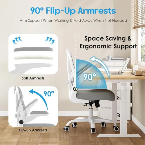 Miniatura 8 de Silla de oficina ergonómica de escritorio, silla de malla para computadora, silla de trabajo transpirable con ruedas, soporte lumbar ajustable