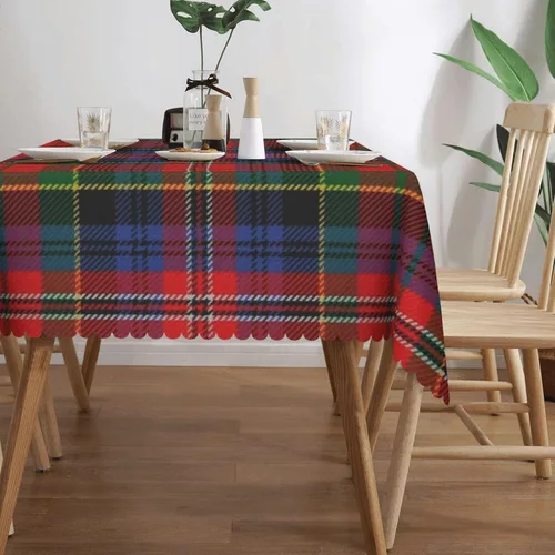Miniatura 3 de Mantel rectangular para comedor, interior y exterior con diseño de cuadros escoceses de clan macpherson rojo, resistente a cuadros, lavable, mantel