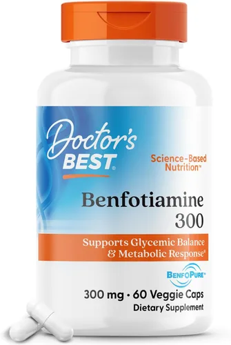 Doctor's Best Benfotiamine 300 con BenfoPure, ayuda a mantener un metabolismo saludable de la glucosa, sin OMG, vegano, sin gluten, sin soja, 300