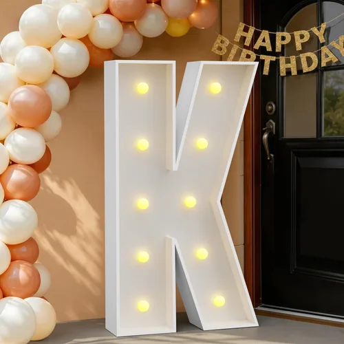 Miniatura 64 de IMPRSV Letras de mosaico iluminadas de marquesina, 4 pies para globos y fiestas, decoración de kit de arco