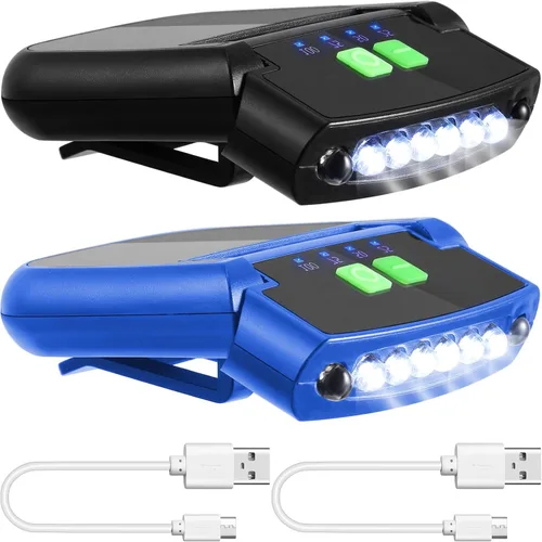 Miniatura 14 de Mudder Linterna LED con clip para gorra USB recargable, linterna impermeable ultra brillante para sombrero, linterna de cabeza para pesca
