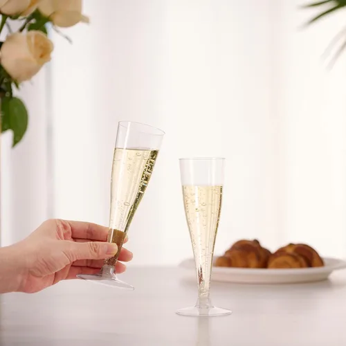 Miniatura 4 de JOLLY CHEF Paquete de 100 copas de champán de plástico desechables de 4.5 onzas, copas de champán de plástico transparente adecuadas para bodas, día