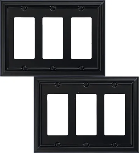 Miniatura 16 de OKAWYC Cubierta Cuádruple Decorativa para Interruptor de Luz Adler Placa de Pared de Metal, Paquete de 2 Negro 4 Vías Cuádruple Rocker