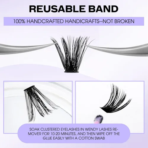 Miniatura 6 de Racimos de pestañas 60D/80D, extensiones de pestañas DIY, pestañas rizadas D, racimos de pestañas esponjosas, longitud mixta 12-16 mm, racimos