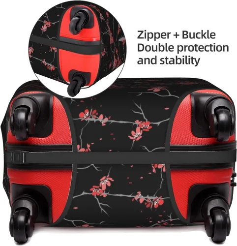 Miniatura 4 de Funda de equipaje de viaje blanca con flor de ciruelo para equipaje de 18 a 32 pulgadas, protector elástico para maleta con cremallera oculta