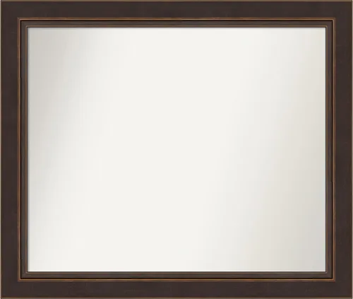 Miniatura 356 de Amanti Art Espejo de baño de bronce para sobre el fregadero, 24 x 24 pulgadas, espejo cuadrado de bronce Lara para tocador, marco de madera