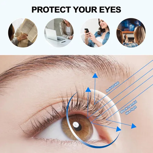 Miniatura 4 de Gafas de lectura cuadradas de gran tamaño para mujer, lectores grandes con bloqueo de luz azul, lentes de metal antifatiga ocular