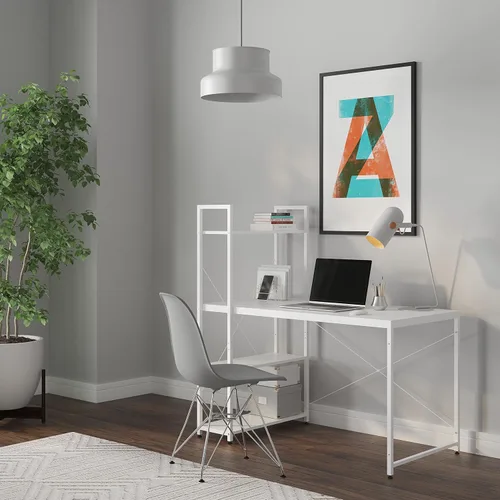 Miniatura 10 de Ames - Escritorio reversible para computadora de juegos de 47 pulgadas con estantes ajustables, escritorio de oficina en casa, gestión de cables