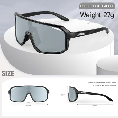 Miniatura 5 de KAPVOE Gafas de sol polarizadas para ciclismo, deportes, UV400, para correr, pesca, béisbol, para hombres y mujeres, K62 Negro plateado