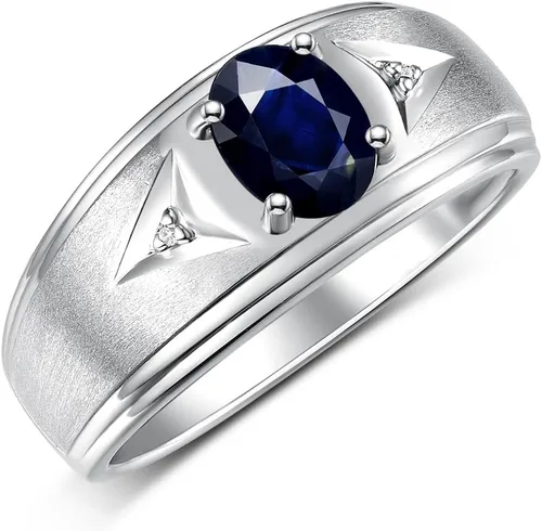 Miniatura 3 de Rylos Anillos para hombre de diseño clásico de 0.315 x 0.236 in con piedras preciosas ovaladas y diamantes brillantes Anillos de piedra natal