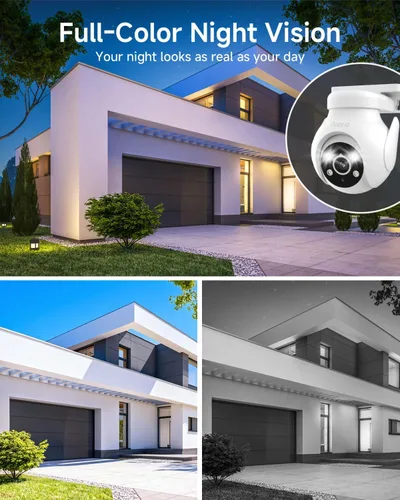 Miniatura 8 de Noorio Cámara de seguridad 2K para exteriores, panorámica/inclinación de 360°, cámara de conversación bidireccional con cable para vigilancia