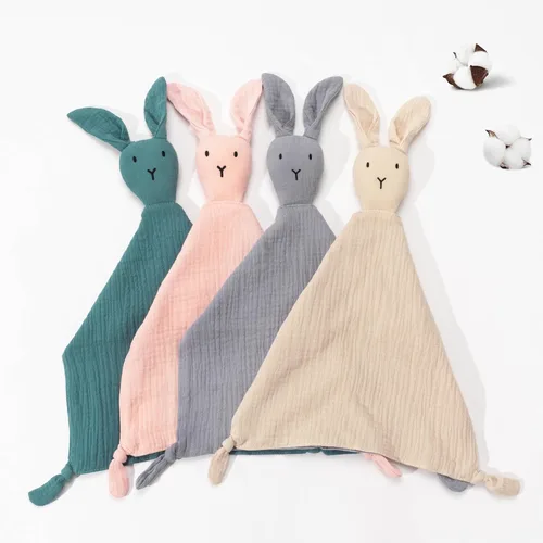 Miniatura 6 de ZIGJOY Bunny Lovey - Manta de seguridad de muselina de algodón suave y transpirable para bebés, regalos para recién nacidos, niños y niñas, azul